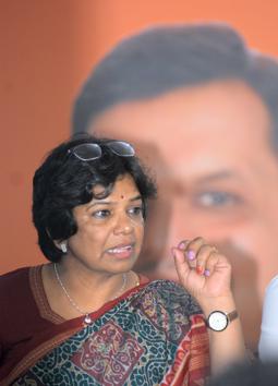 Vijaya Rahatkar, National President of BJP Mahila Morcha during a press conference in Pune. (Shankar Narayan/HT PHOTO) Vijaya Rahatkar, National President of BJP Mahila Morcha during a press conference in Pune. (Shankar Narayan/HT PHOTO)