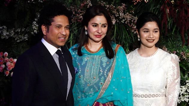 Cricket great Sachin Tendulkar (L) was present alongside wife Anjali and their daughter. (PTI) 
