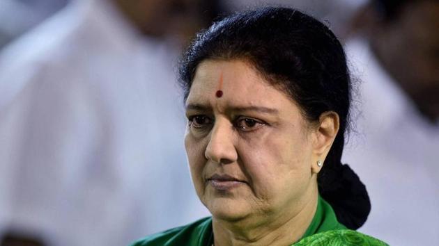 File photo of VK Sasikala at former Tamil Nadu chief minister J Jayalalithaa’s memorial in Chennai. (PTI File Photo) File photo of VK Sasikala at former Tamil Nadu chief minister J Jayalalithaa’s memorial in Chennai. (PTI File Photo)