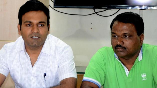 Ashwini Bidre’s brother Anand and husband Raju Gore speak to the media on Thursday Ashwini Bidre’s brother Anand and husband Raju Gore speak to the media on Thursday