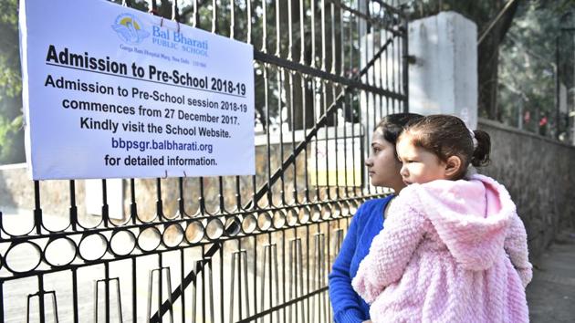 All private unaided recognised schools ,except for minority institutions, have to keep 25% of their total seats reserved for EWS category under the Right to Education (RTE).(Sanchit Khanna/HT PHOTO)