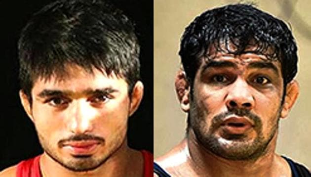 Sushil Kumar had just defeated Parveen Rana in a Commonwealth Games trial when the duo’s supporters started fighting at the IG Stadium in New Delhi on Friday. Sushil Kumar, a two-time Olympic medallist, has been booked by the Delhi Police.(HT Sports)