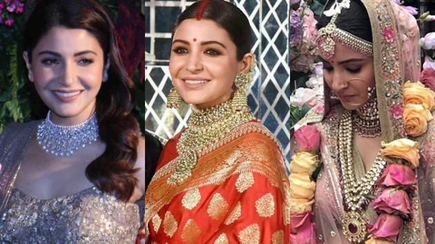 Actor Anushka Sharma not only wore some traditional jewellery at her wedding, she also chose few whimsical pieces.(Instagram)