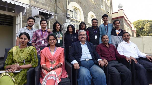 The team and faculty of Sir Parashurambhau College that won first prize in ‘Green College, Clean College’ competition in Kirloskar Vasundhra International Film Festival.(Pratham Gokhale/HT Photo)