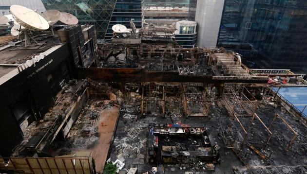 A view of the restaurants destroyed in the fire in Mumbai on Friday.(REUTERS)
