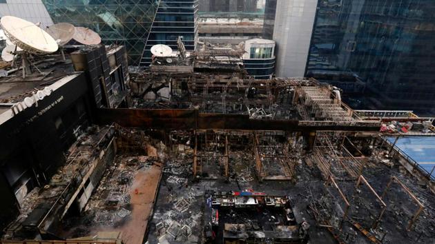 A general view of the restaurants destroyed in a fire in Mumbai. (Reuters) A general view of the restaurants destroyed in a fire in Mumbai. (Reuters)