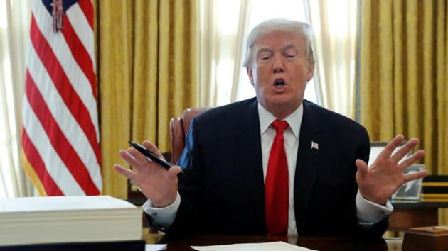 US President Donald Trump in the Oval Office at the White House in Washington. (Reuters) US President Donald Trump in the Oval Office at the White House in Washington. (Reuters)