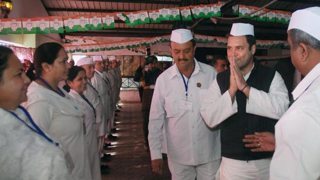Congress president Rahul Gandhi arrives for an election review meeting in Shimla, Himachal Pradesh on Friday. (PTI) Congress president Rahul Gandhi arrives for an election review meeting in Shimla, Himachal Pradesh on Friday. (PTI)