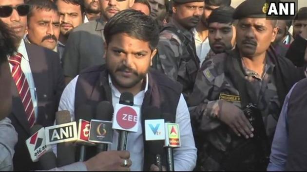 Patidar quota leader Hardik Patel in Gujarat’s Sarangpur. (ANI) Patidar quota leader Hardik Patel in Gujarat’s Sarangpur. (ANI)