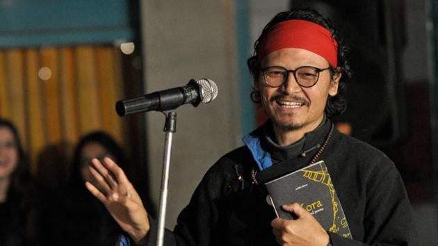 Tibetan activist-poet Tenzin Tsundue in Chandigarh last weekend.(Photo courtesy Rahul Sharma) Tibetan activist-poet Tenzin Tsundue in Chandigarh last weekend.(Photo courtesy Rahul Sharma)