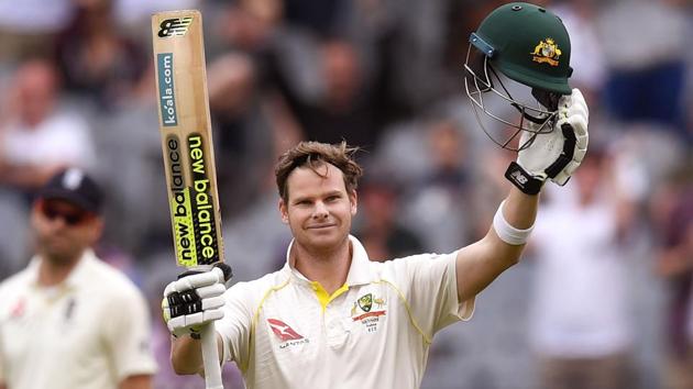 Australia skipper Steve Smith celebrates after scoring his century against England in the fourth Ashes Test. (AFP) Australia skipper Steve Smith celebrates after scoring his century against England in the fourth Ashes Test. (AFP)