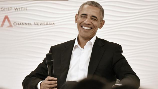 Barack Obama, former President of the United States of America, 2009 – 2017, during a light moment at the Hindustan Times Leadership Summit in New Delhi, India, on Friday, December 01, 2017. (Satish Bate / HT Photo) 