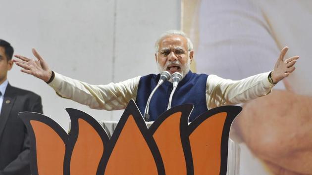Prime Minister Narendra Modi addresses a felicitation function before the party's parliamentary board meeting in New Delhi. (PTI Photo) Prime Minister Narendra Modi addresses a felicitation function before the party's parliamentary board meeting in New Delhi. (PTI Photo)