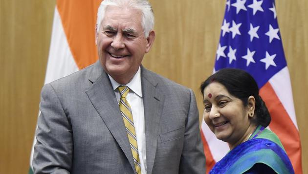 External affairs minister Sushma Swaraj and defence minister Nirmala Sitharaman will meet for a day with their counterparts in the US, secretary of state Rex Tillerson and defence secretary James Mattis.(HT File Photo)