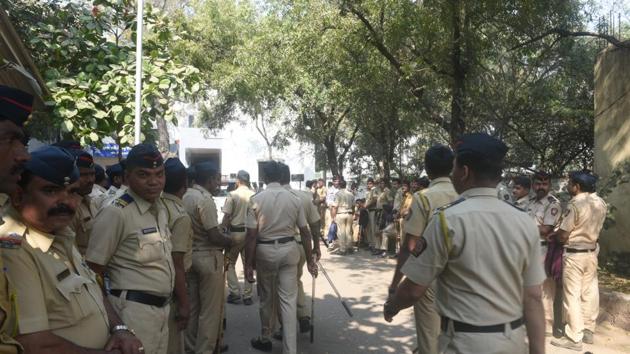 Heavy police force was deployed at Sanaswadi on Tuesday after the violence broke out on Monday following an altercation between two unidentified groups at Koregaon Bhima in Pune. (PRATHAM GOKHALE/HT PHOTO) Heavy police force was deployed at Sanaswadi on Tuesday after the violence broke out on Monday following an altercation between two unidentified groups at Koregaon Bhima in Pune. (PRATHAM GOKHALE/HT PHOTO)