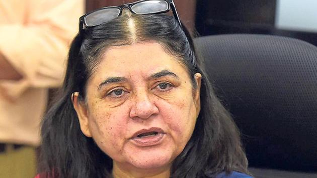 Minister of women and child development Maneka Gandhi also unveiled a website for NGOs called e-SAMVAD, an interactive portal allowing NGOs to contact the ministry and share their feedback, suggestions, grievances and their best practices.(Sonu Mehta/HT File Photo)