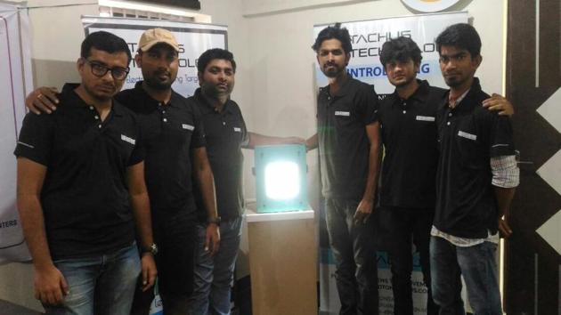 Rahul Mishra (third from left) alongwith his team in Bengaluru. (HT Photo) Rahul Mishra (third from left) alongwith his team in Bengaluru. (HT Photo)