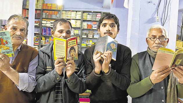 The Mukta Book agency in Daryaganj has all the 66 Agatha Christie mysteries — some in multiple editions and covers(Mayank Austen Soofi / HT Photo)