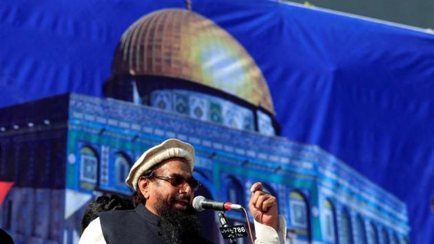 Hafiz Saeed , chief of Jamaat-ud-Dawa (JuD), during a gathering to protest against Trump's decision to recognise Jerusalem as the capital of Israel, in Rawalpindi, December 29, 2017(REUTERS) Hafiz Saeed , chief of Jamaat-ud-Dawa (JuD), during a gathering to protest against Trump's decision to recognise Jerusalem as the capital of Israel, in Rawalpindi, December 29, 2017(REUTERS)
