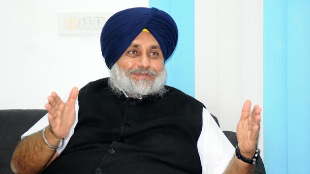 Former deputy CM of Punjab, Sukhbir Singh Badal, during an interview with Hindustan Times at Mohali on Tuesday. (Anil Dayal/HT) Former deputy CM of Punjab, Sukhbir Singh Badal, during an interview with Hindustan Times at Mohali on Tuesday. (Anil Dayal/HT)