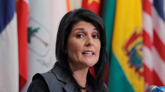 US ambassador to the United Nations Nikki Haley speaks at UN headquarters in New York on January 2, 2018. (REUTERS) US ambassador to the United Nations Nikki Haley speaks at UN headquarters in New York on January 2, 2018. (REUTERS)