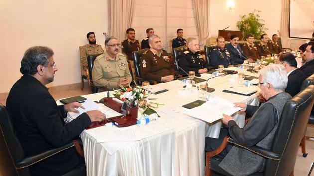 A handout picture taken and released by the Pakistan Press Information Department (PID) on January 2, 2018, shows Pakistani Prime Minister Shahid Khaqan Abbasi (L) addressing the National Security Council meeting in Islamabad. (AFP) A handout picture taken and released by the Pakistan Press Information Department (PID) on January 2, 2018, shows Pakistani Prime Minister Shahid Khaqan Abbasi (L) addressing the National Security Council meeting in Islamabad. (AFP)