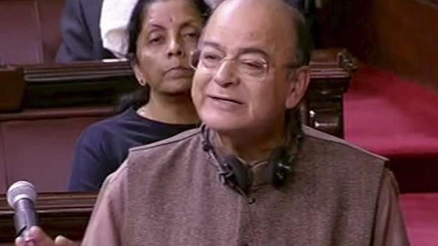 Finance minister Arun Jaitley speaks in the Rajya Sabha in New Delhi on Tuesday, during the ongoing winter session of Parliament. (PTI Photo/TV Grab) Finance minister Arun Jaitley speaks in the Rajya Sabha in New Delhi on Tuesday, during the ongoing winter session of Parliament. (PTI Photo/TV Grab)