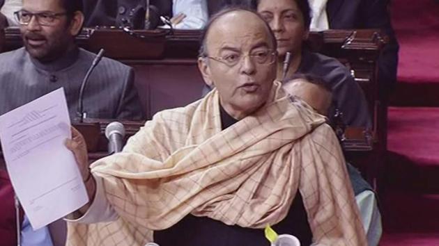 Finance minister Arun Jaitley speaks in the Rajya Sabha in New Delhi on Wednesday. (PTI) Finance minister Arun Jaitley speaks in the Rajya Sabha in New Delhi on Wednesday. (PTI)