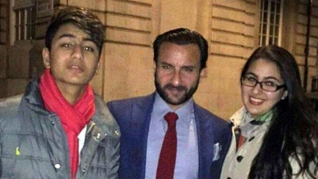 Saif Ali Khan with his children Ibrahim and Sara. Saif Ali Khan with his children Ibrahim and Sara.