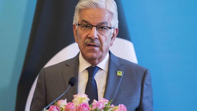 Pakistan's Foreign Minister Khawaja Muhammad Asif speaks during a press conference in Beijing on December 26, 2017.(AFP)
