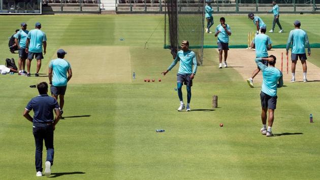 The side were hard at training at the Newlands Cricket ground at Cape Town ahead of the first Test, which begins on January 5. (AFP) The side were hard at training at the Newlands Cricket ground at Cape Town ahead of the first Test, which begins on January 5. (AFP)