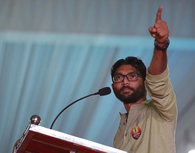 The Congress too, is attempting to build a rival ‘rainbow’ coalition by aligning with a new generation of aggressive and articulate Dalit-Bahujan leaders like Jignesh Mevani while also embracing a Hardik Patel.(HT Photo) The Congress too, is attempting to build a rival ‘rainbow’ coalition by aligning with a new generation of aggressive and articulate Dalit-Bahujan leaders like Jignesh Mevani while also embracing a Hardik Patel.(HT Photo)