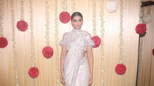 Sonam Kapoor at Ekta Kapoor's pre-Diwali celebration in Mumbai on Oct 17, 2017. (IANS)