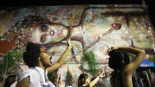 Activists march for pro-choice rights in Rio de Janeiro. Hours after the decision, Congress created a special commission to clarify the law. It proposed amending Brazil’s constitution to state that protections for life begin at conception. Lawmaker Sostenes Cavalcante said it would be supported by all “who believe in life” and opposed by those “who want to kill the defenceless.” (Mario Tama / Getty Images)