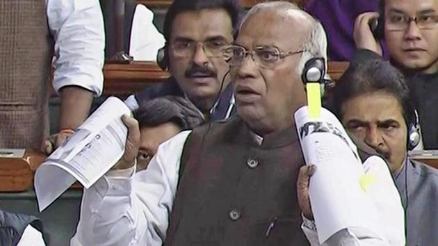 Congress leader Mallikarjun Kharge said petrol and diesel prices were not reduced in line with the falling price and instead, excise duty on diesel was hiked by 386% and on petrol by 126%. (PTI Photo) Congress leader Mallikarjun Kharge said petrol and diesel prices were not reduced in line with the falling price and instead, excise duty on diesel was hiked by 386% and on petrol by 126%. (PTI Photo)