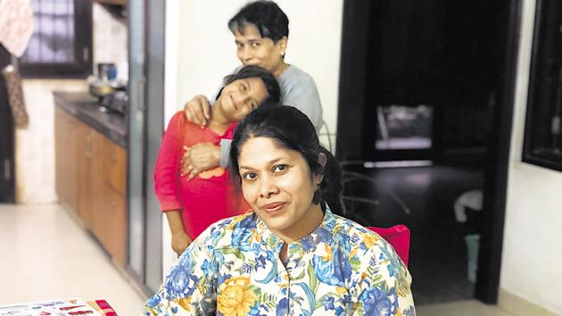 Cecilia Abraham with two of her children. (Mayank Austen Soofi / HT Photo) Cecilia Abraham with two of her children. (Mayank Austen Soofi / HT Photo)