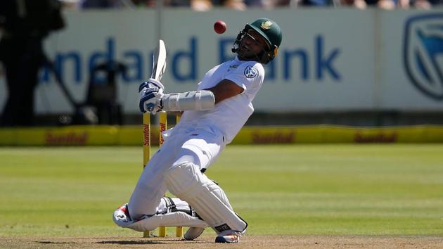 South Africa batsman Keshav Maharaj in action during the first Test match against India. (AFP) South Africa batsman Keshav Maharaj in action during the first Test match against India. (AFP)