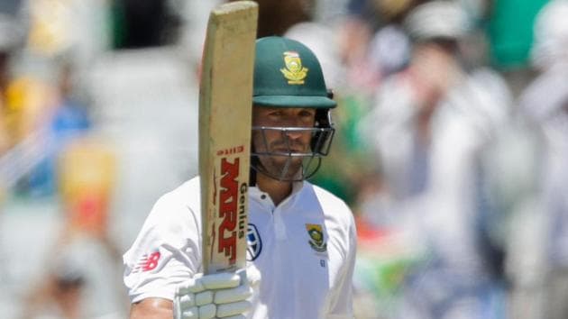 South Africa batsman AB de Villiers raises his bat as he celebrates scoring his fifty. (AFP) South Africa batsman AB de Villiers raises his bat as he celebrates scoring his fifty. (AFP)