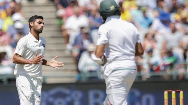 Bhuvneshwar Kumar took three quick wickets to put India on top in the first session. (AFP) Bhuvneshwar Kumar took three quick wickets to put India on top in the first session. (AFP)