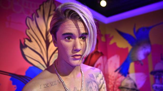 Wax figure of Canadian singer Justin Bieber at Madame Tussauds. Madame Tussauds Delhi has begun on a modest scale. It has five entertainment zones – history, music, films, sports, and party – spread across a 2,000-square-foot area over two floors in the heart of central Delhi at Connaught Place. (Sanchit Khanna / HT Photo)
