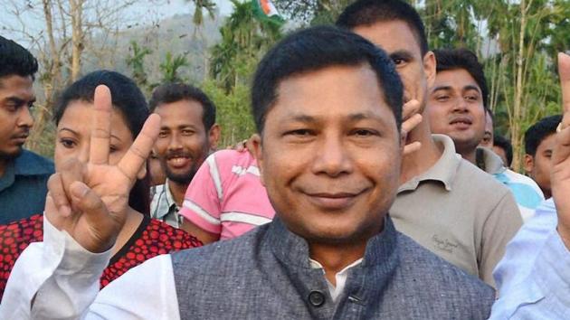 Meghalaya chief minister Mukul Sangma at an election rally in 2016. (PTI File Photo)