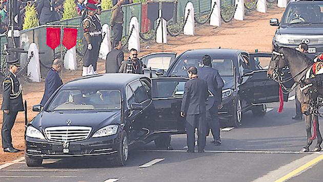 Vehicles of many heads of states use number plates, while some use ceremonial number plates or no number plates at all.(Raj K Raj/HT File Photo) Vehicles of many heads of states use number plates, while some use ceremonial number plates or no number plates at all.(Raj K Raj/HT File Photo)