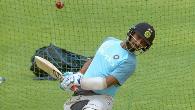 Indian batsman Cheteshwar Pujara avoids a ball during practice in Cape Town ahead of the first Test vs South Africa. (AP) Indian batsman Cheteshwar Pujara avoids a ball during practice in Cape Town ahead of the first Test vs South Africa. (AP)