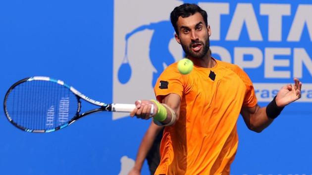 Indian tennis player Yuki Bhambri in action at the Tata Open Maharashtra in Pune. (PTI) Indian tennis player Yuki Bhambri in action at the Tata Open Maharashtra in Pune. (PTI)