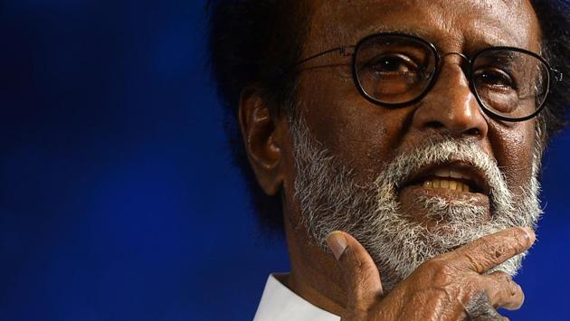 Indian film actor Rajinikanth gestures as he announces his entry in politics during an interaction session with fans in Chennai. (Arun Sarkar / AFP) Indian film actor Rajinikanth gestures as he announces his entry in politics during an interaction session with fans in Chennai. (Arun Sarkar / AFP)