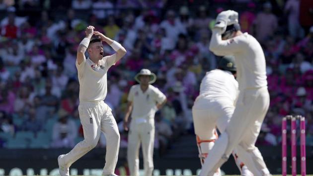 Khawaja had an LBW scare but was reprieved when TV pictures showed England’s Mason Crane had bowled a no ball.  (AP) 