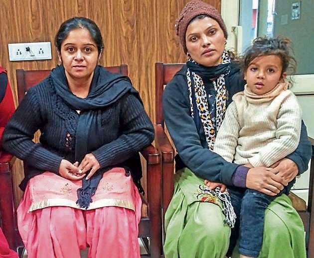 Victim women from NRI husbands state their stories in Sangrur. Kirandeep Kaur from Moga and Jagraon’s Seema with her daughter at the office of AAP state chief and local MP Bhagwant Mann in Sangrur on Saturday. (HT Photo) Victim women from NRI husbands state their stories in Sangrur. Kirandeep Kaur from Moga and Jagraon’s Seema with her daughter at the office of AAP state chief and local MP Bhagwant Mann in Sangrur on Saturday. (HT Photo)