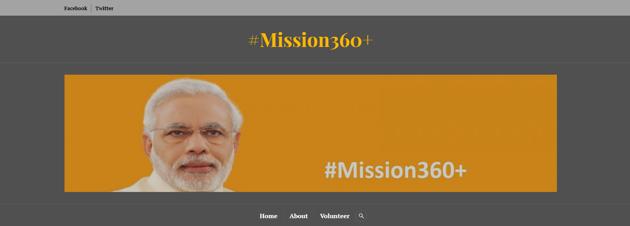 A BJP supporter has launched a private website seeking volunteers who will help the party win over 360 seats in the Lok Sabha. (Photo credit: misison360.plus) A BJP supporter has launched a private website seeking volunteers who will help the party win over 360 seats in the Lok Sabha. (Photo credit: misison360.plus)
