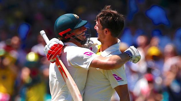 Shaun Marsh and Mitchell Marsh became the third set of brothers to score centuries in the same innings for Australia after Mark and Steve Waugh, Ian and Greg Chappell. (REUTERS) Shaun Marsh and Mitchell Marsh became the third set of brothers to score centuries in the same innings for Australia after Mark and Steve Waugh, Ian and Greg Chappell. (REUTERS)