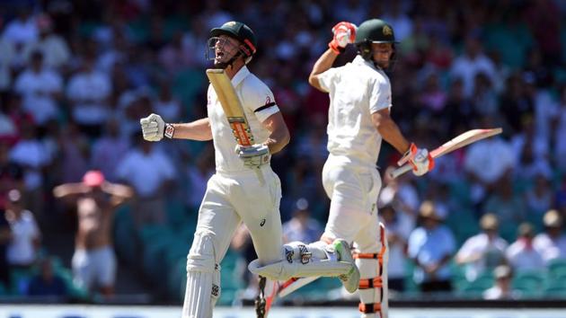 Shaun Marsh was getting great support from his younger brother Mitchell Marsh as the pair went on to punish the England bowlers on a hot day in Sydney. (AFP) Shaun Marsh was getting great support from his younger brother Mitchell Marsh as the pair went on to punish the England bowlers on a hot day in Sydney. (AFP)